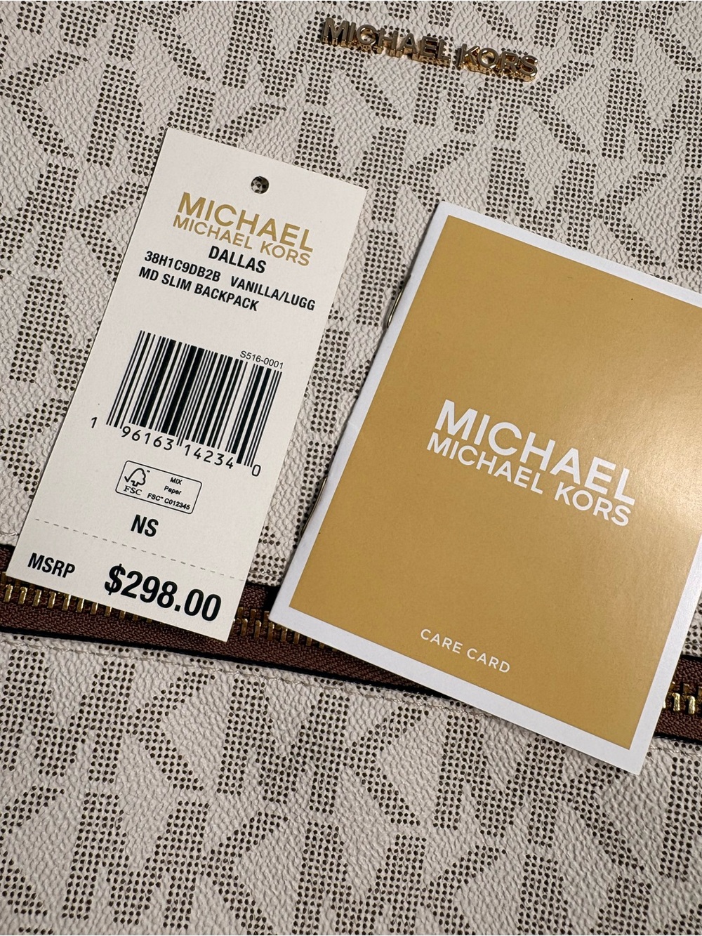 Michael Kors Cream and Tan Logo Backpack - Picture 5 of 9